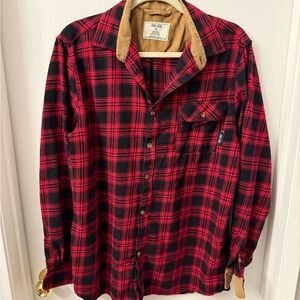 YeeYee Men's Red and Black Plaid Button-Down Flannel